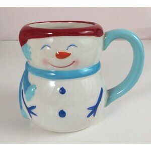 Essential Home Blue Snowman Figural 3D Christmas 16oz Coffee Cup Mug